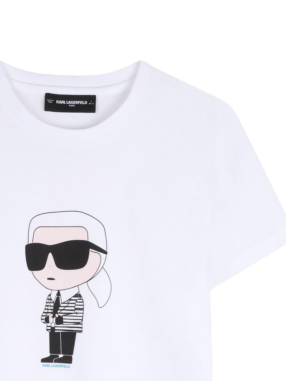 T-shirt per bambino Karl Lagerfeld Kids bianca con stampa grafica - Rubino Kids