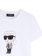 T-shirt per bambino Karl Lagerfeld Kids bianca con stampa grafica - Rubino Kids