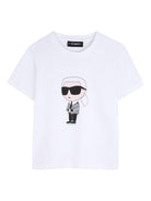 T-shirt per bambino Karl Lagerfeld Kids bianca con stampa grafica - Rubino Kids