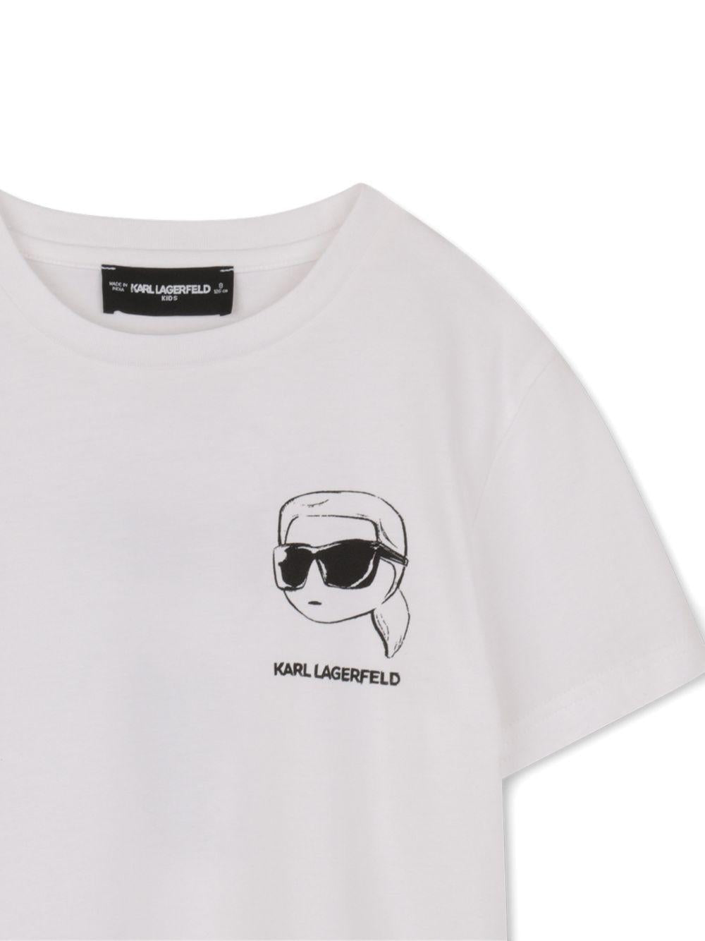 T-shirt per bambino Karl Lagerfeld Kids bianca con stampa stile cartoon - Rubino Kids
