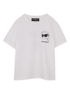 T-shirt per bambino Karl Lagerfeld Kids bianca con stampa stile cartoon - Rubino Kids