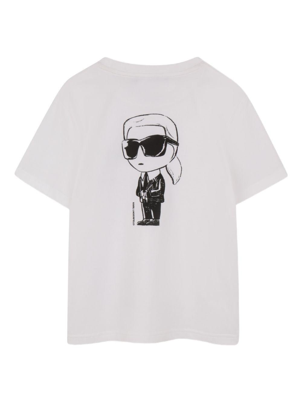 T-shirt per bambino Karl Lagerfeld Kids bianca con stampa stile cartoon - Rubino Kids