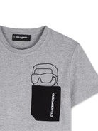 T-shirt per bambino Karl Lagerfeld Kids grigio con taschino - Rubino Kids