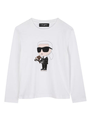 Karl Lagerfeld Kids Ikonik Karl White Long-Sleeved T-Shirt