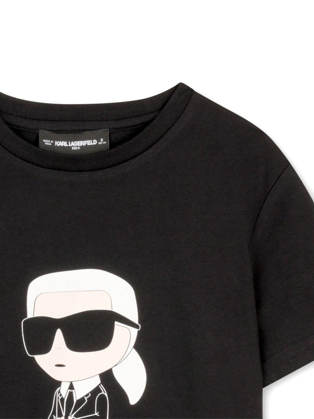 T-shirt per bambino Karl Lagerfeld Kids nera con stampa grafica - Rubino Kids