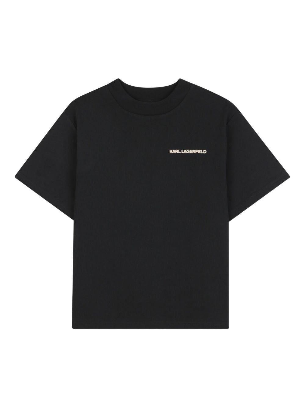 T-shirt per bambino Karl Lagerfeld Kids nero con stampa sul retro - Rubino Kids
