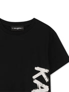 T-shirt per bambino Karl Lagerfield Kids nera con stampa logo - Rubino Kids