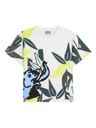 T-shirt per bambino Kenzo Kids bianca con stampa grafica elefante - Rubino Kids