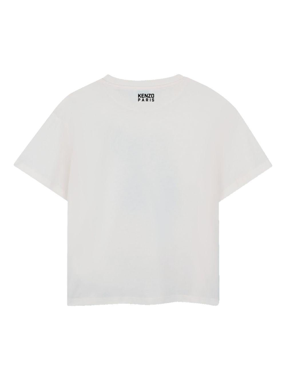 T-shirt per bambino Kenzo Kids bianca con stampa grafica sul davanti - Rubino Kids