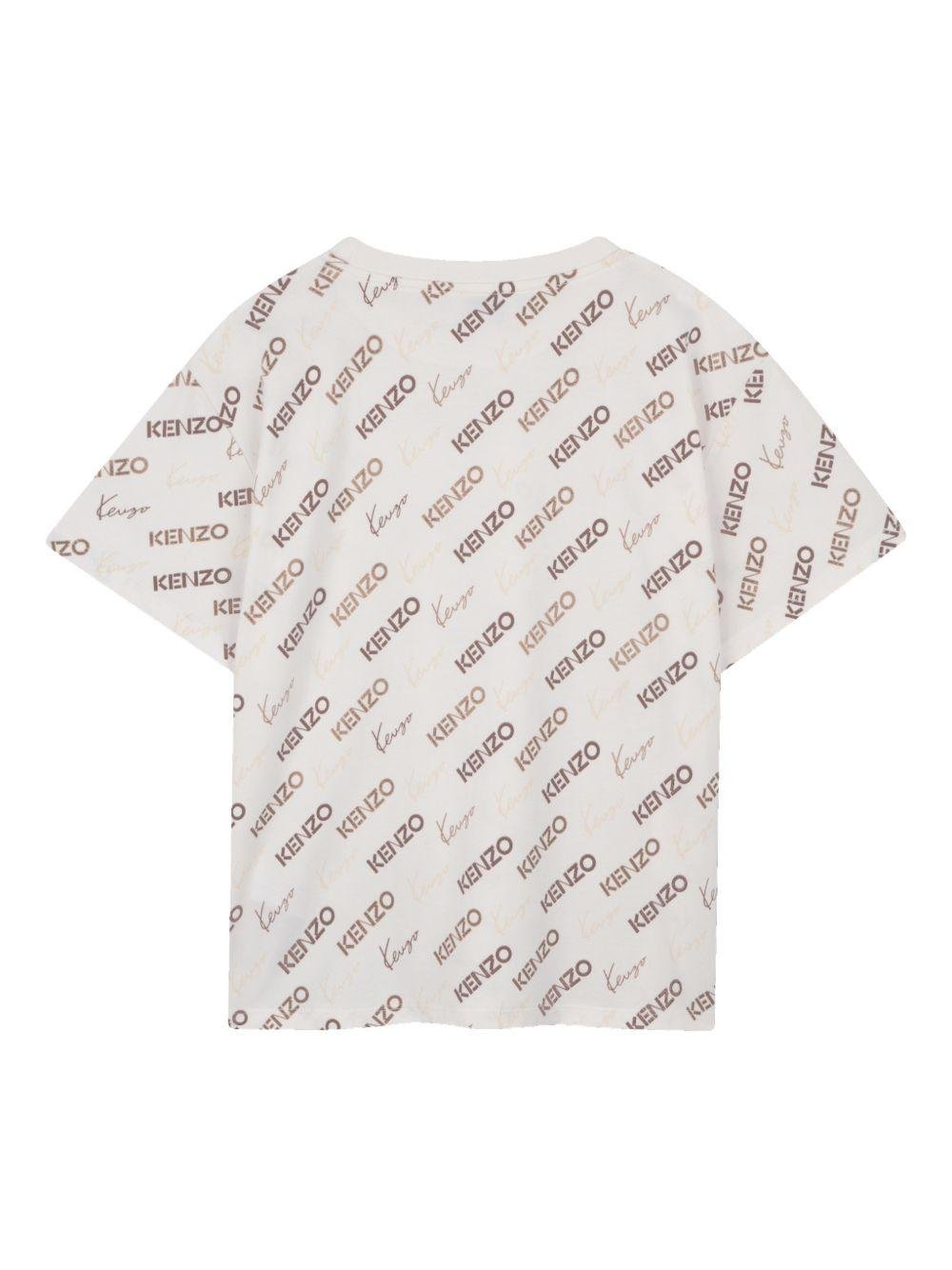 T-shirt per bambino Kenzo Kids bianca con stampa logo all - over - Rubino Kids