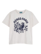 T-shirt per bambino Kenzo Kids bianca con stampa logo - Rubino Kids