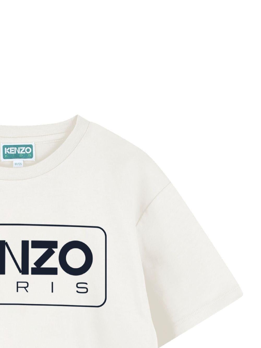 T-shirt per bambino Kenzo Kids bianco con logo sul davanti - Rubino Kids