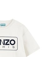 T-shirt per bambino Kenzo Kids bianco con logo sul davanti - Rubino Kids