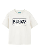 T-shirt per bambino Kenzo Kids bianco con logo sul davanti - Rubino Kids