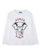 T-shirt per bambino Kenzo Kids bianco con stampa grafica - Rubino Kids