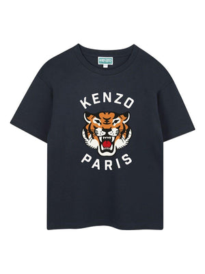 Kenzo Kids blue T-shirt with Head Tiger print