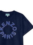 T-shirt per bambino Kenzo Kids blu con stampa logo - Rubino Kids