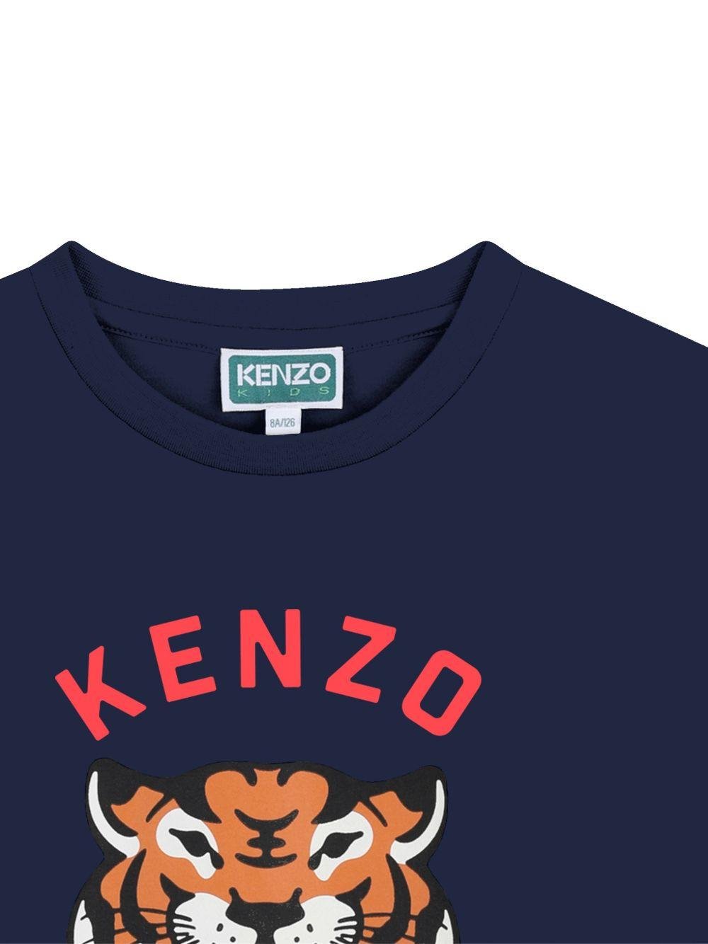 T-shirt per bambino Kenzo Kids blu con stampa tigre - Rubino Kids