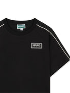 T-shirt per bambino Kenzo Kids nero con dettaglio sulle spalle - Rubino Kids