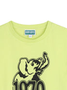 T-shirt per bambino Kenzo Kids verde lime con dettaglio sul davanti - Rubino Kids
