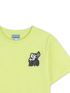 T-shirt per bambino Kenzo Kids verde lime con dettaglio sul petto - Rubino Kids