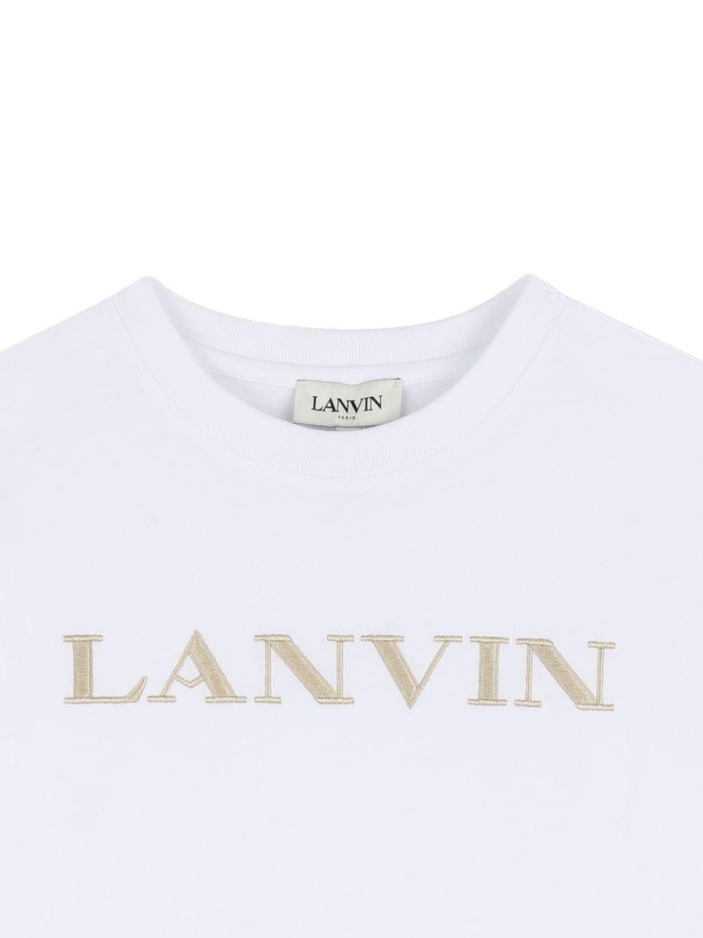 T-shirt per bambino Lanvin Enfant bianca con logo ricamato - Rubino Kids