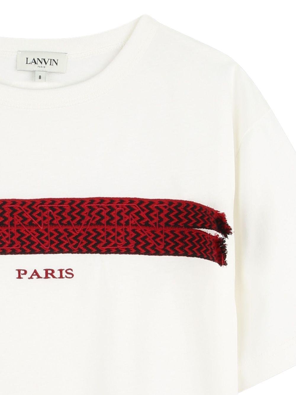 T-shirt per bambino Lanvin Enfant bianco con logo sul davanti - Rubino Kids