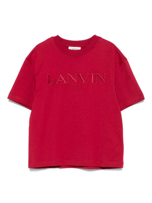T-shirt per bambino Lanvin Enfant rosso con logo ricamato