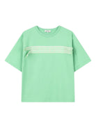 T-shirt per bambino Lanvin Enfant verde con bordo intrecciato - Rubino Kids