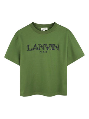 T-shirt per bambino Lanvin Enfant verde con logo sul davanti