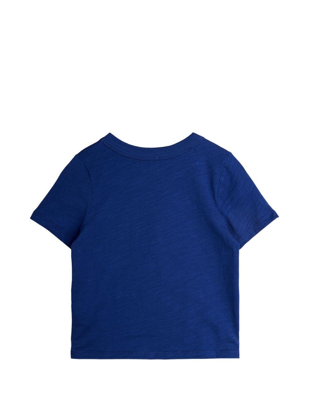 T-shirt per bambino Mini Rodini blu con ricamo pianeta - Rubino Kids