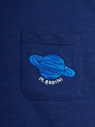 T-shirt per bambino Mini Rodini blu con ricamo pianeta - Rubino Kids