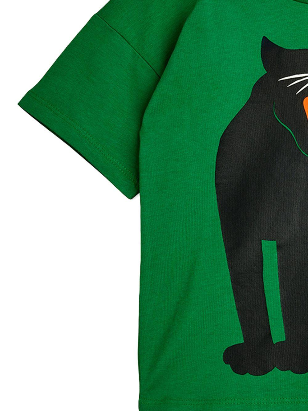 T-shirt per bambino Mini Rodini verde con stampa grafica pantera - Rubino Kids