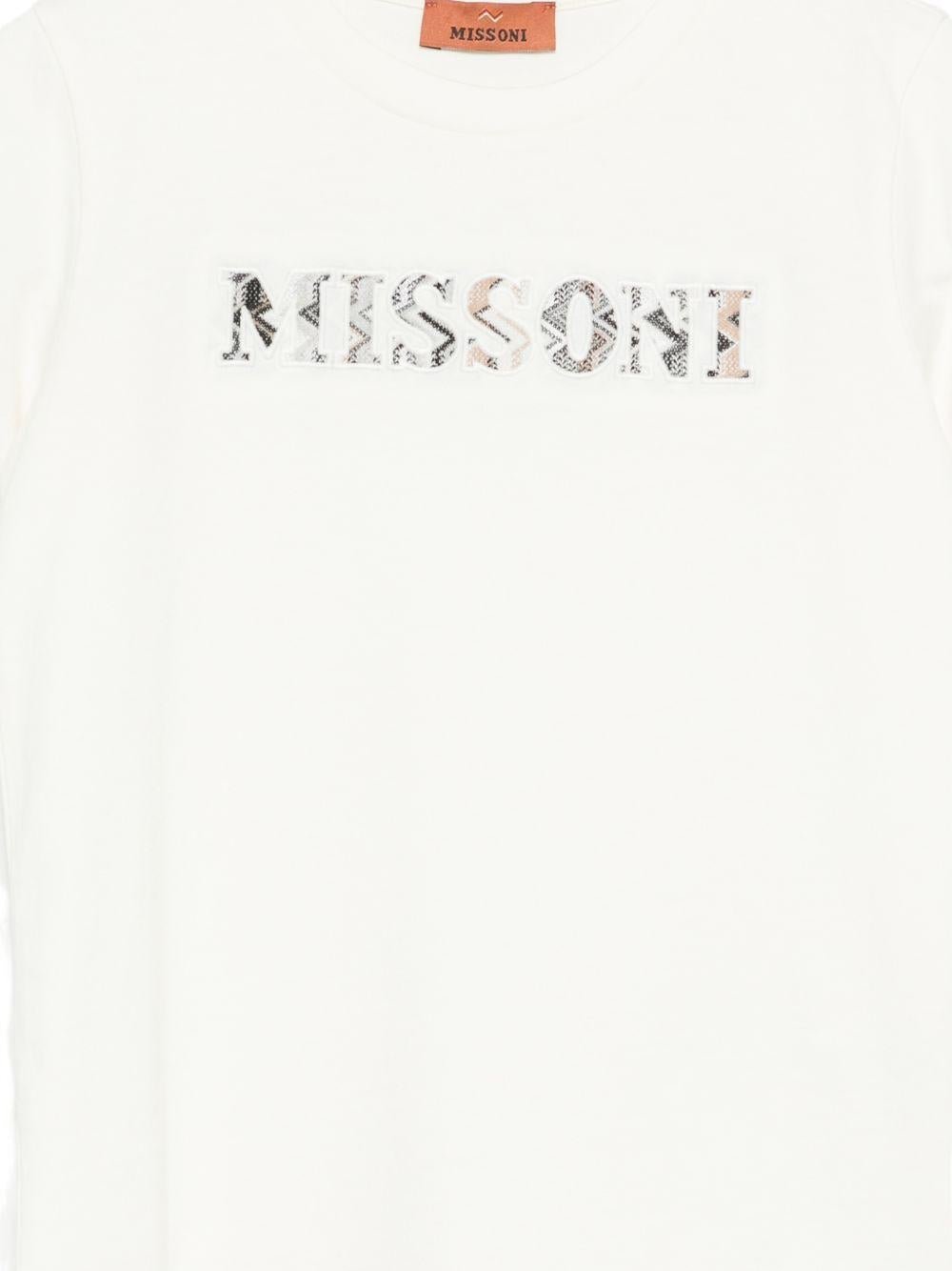 T-shirt per bambino Missoni Kids bianca con logo ricamato - Rubino Kids
