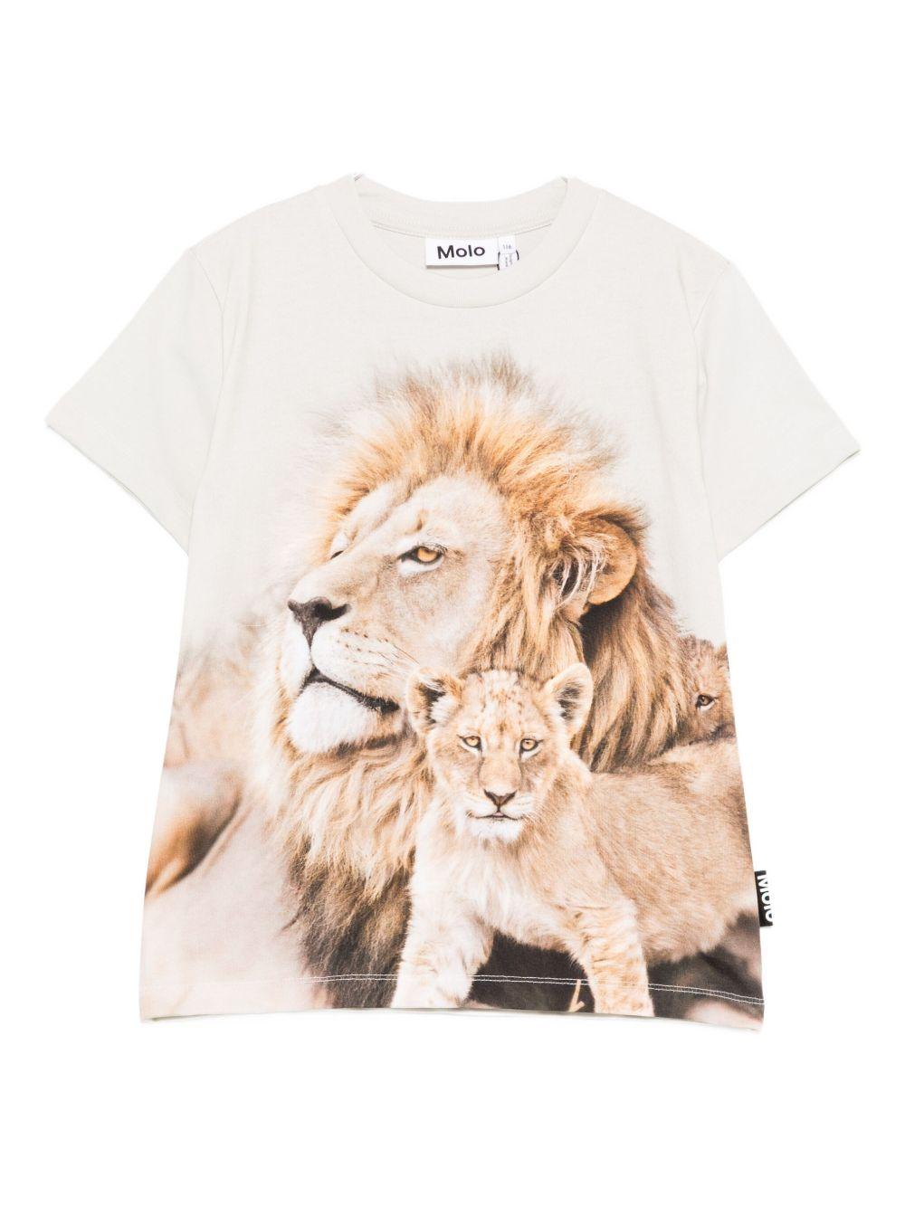 T-shirt per bambino Molo beige con stampa Leone - Rubino Kids