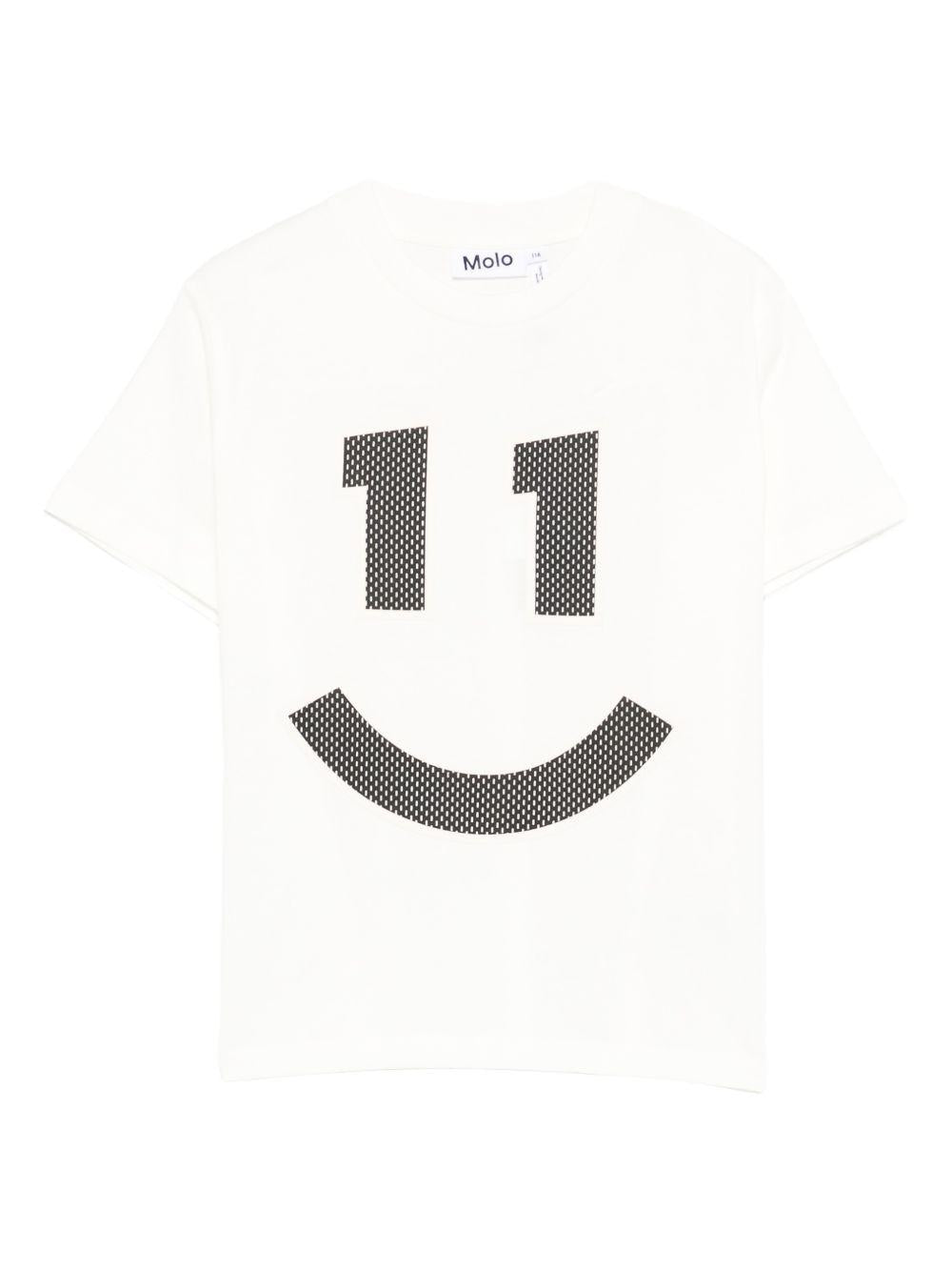 T-shirt per bambino Molo bianca con stampa grafica smile sul davanti - Rubino Kids