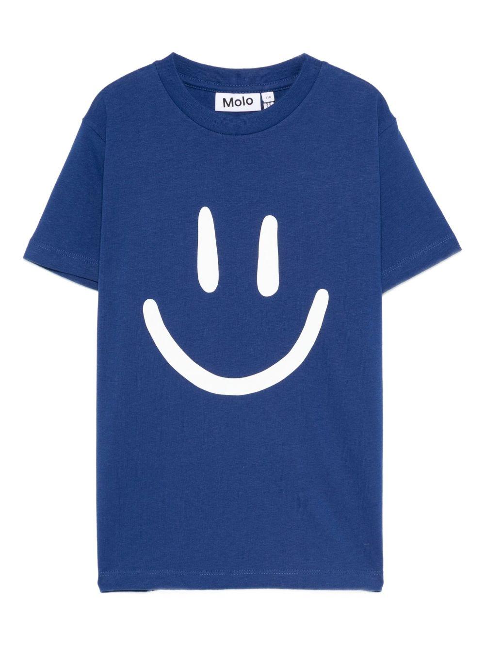 T-shirt per bambino Molo blu con stampa faccina sorridente - Rubino Kids