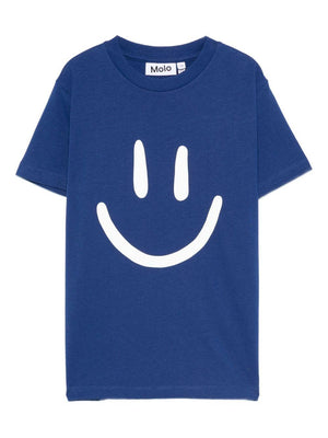 T-shirt per bambino Molo blu con stampa faccina sorridente