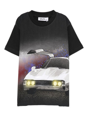 Molo black T-shirt for children with car print