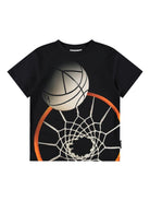 T-shirt per bambino Molo nera con stampa grafica stile Basket - Rubino Kids
