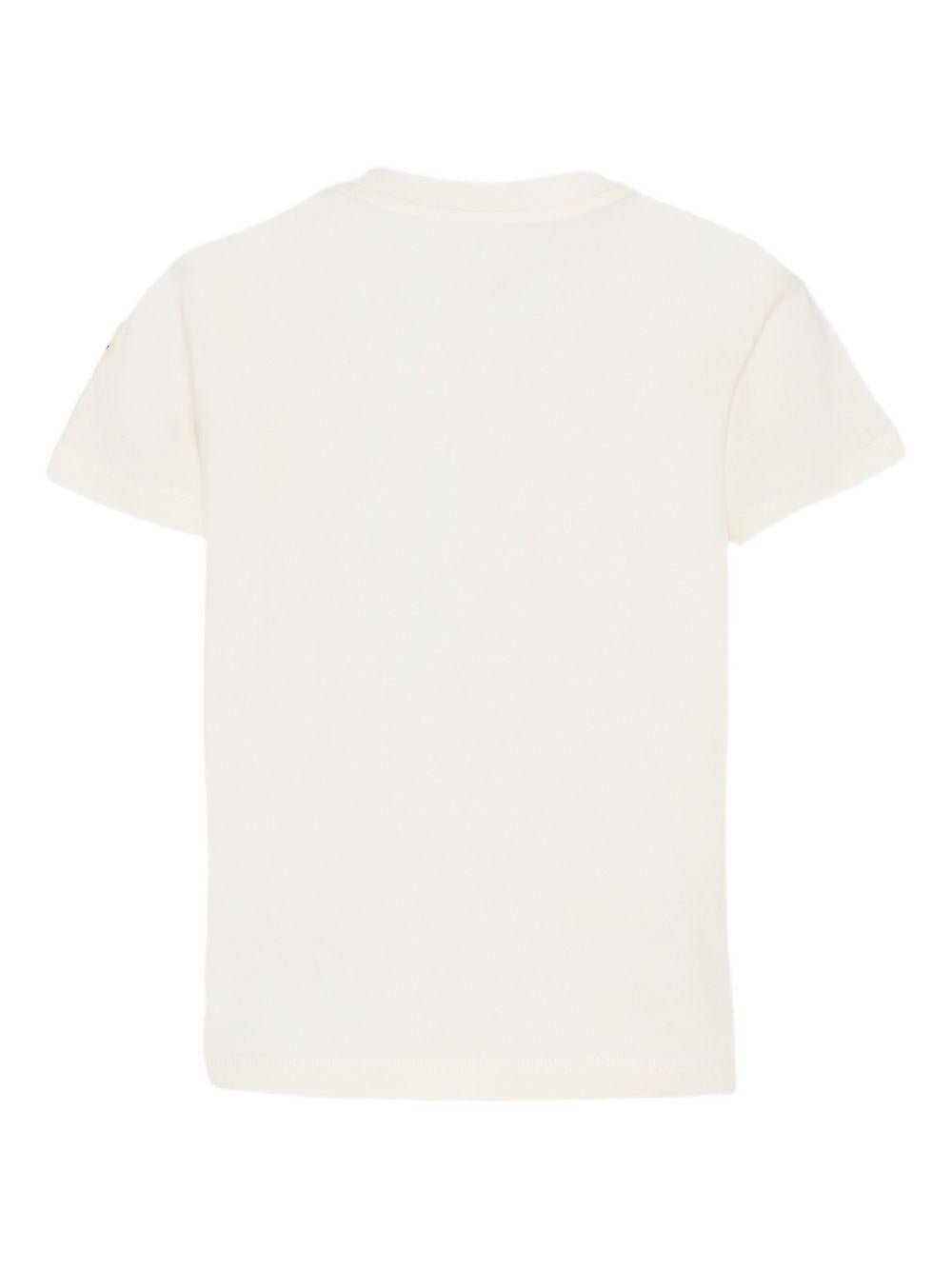 T-shirt per bambino Moncler Enfant bianca con stampa logo sul davanti - Rubino Kids