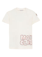 T-shirt per bambino Moncler Enfant bianca con stampa logo sul davanti - Rubino Kids