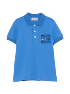 T-shirt per bambino Moschino Kids azzurro con colletto stile polo - Rubino Kids