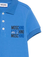 T-shirt per bambino Moschino Kids azzurro con colletto stile polo - Rubino Kids