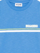 T-shirt per bambino Moschino Kids azzurro con logo sul davanti - Rubino Kids