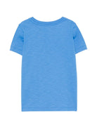 T-shirt per bambino Moschino Kids azzurro con logo sul davanti - Rubino Kids