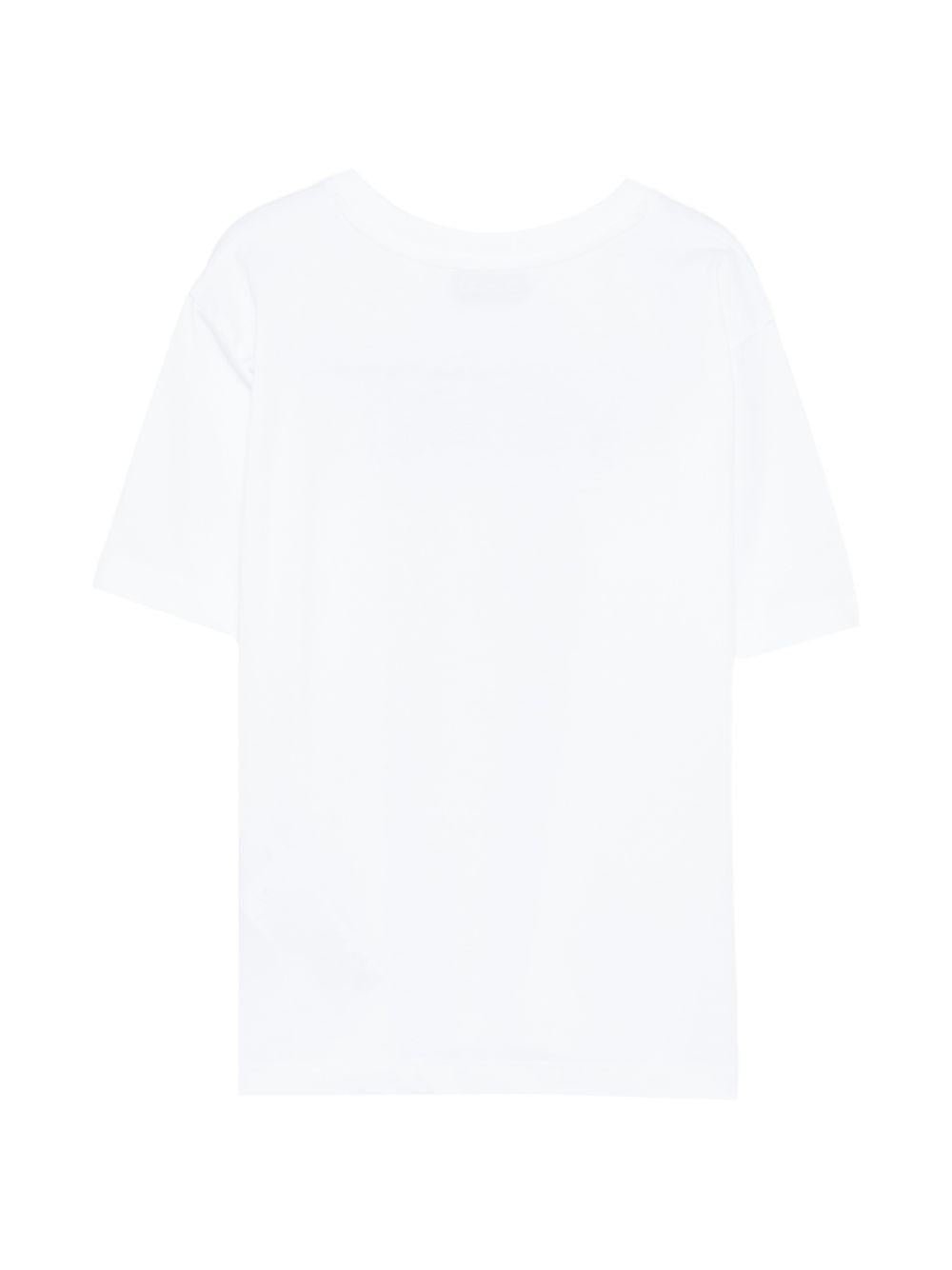 T-shirt per bambino Moschino Kids bianca con stampa logo - Rubino Kids