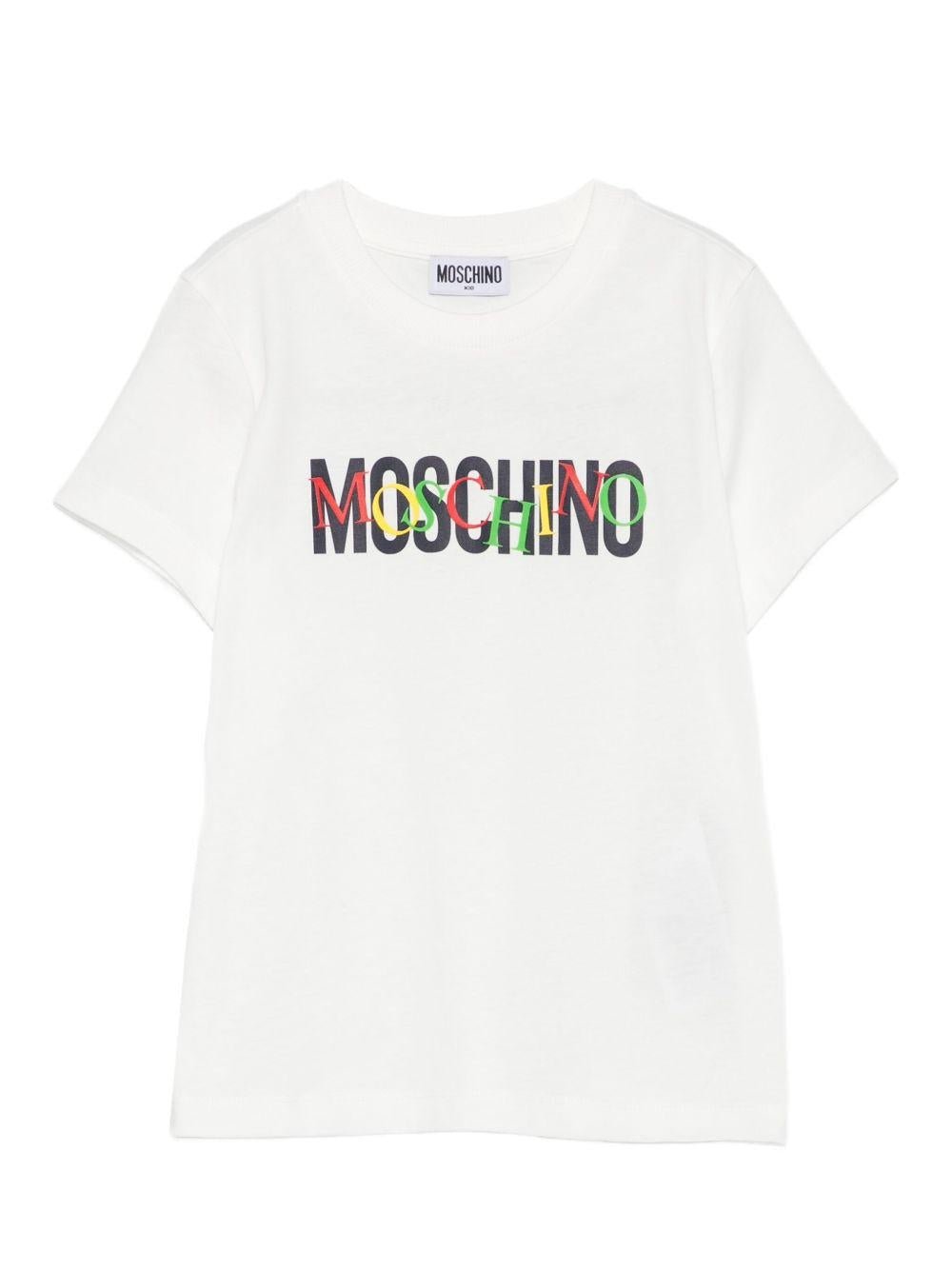 T-shirt per bambino Moschino Kids bianco con stampa grafica - Rubino Kids
