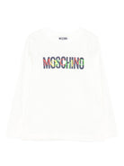 T-shirt per bambino Moschino Kids bianco con stampa logo - Rubino Kids