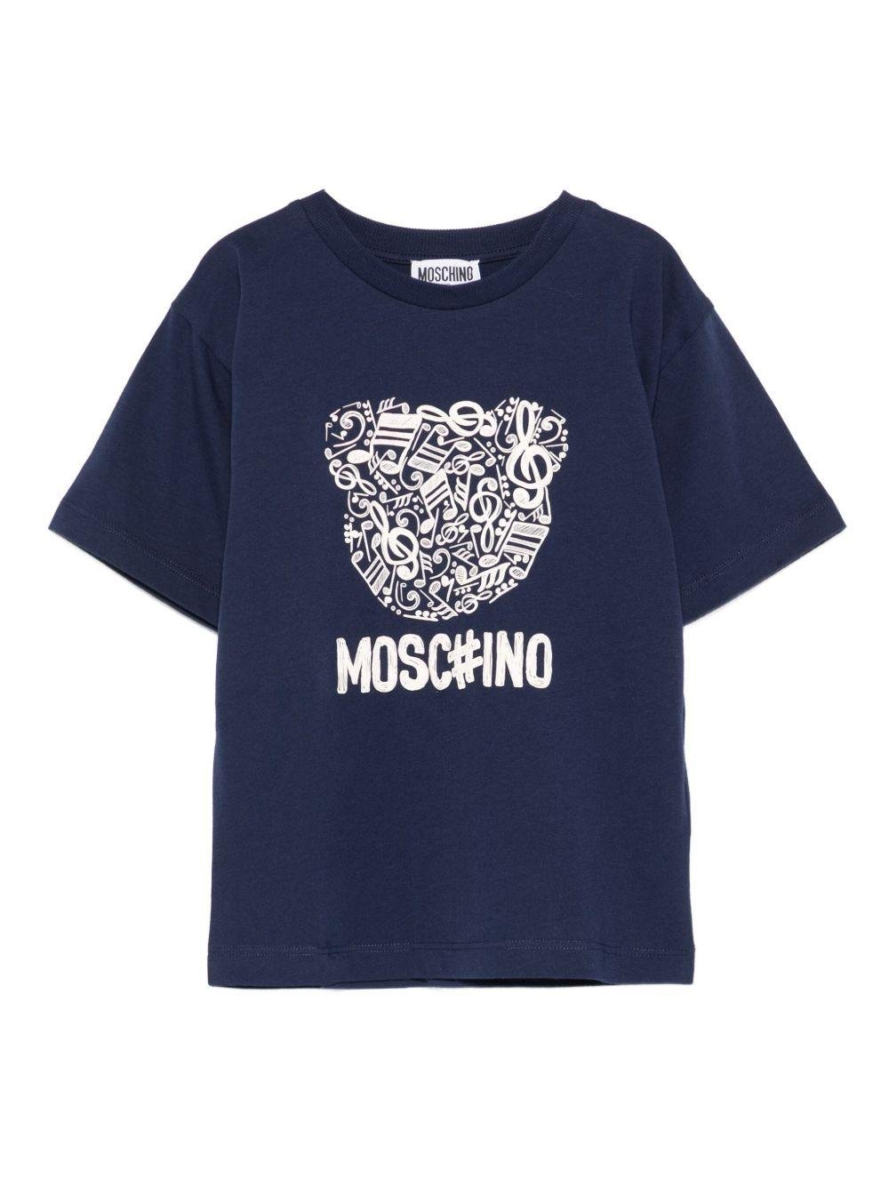 T-shirt per bambino Moschino Kids blu con stampa grafica - Rubino Kids
